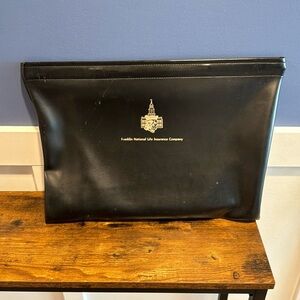 Vintage Large black Vinyl Document Bag Franklin national life insurance company
